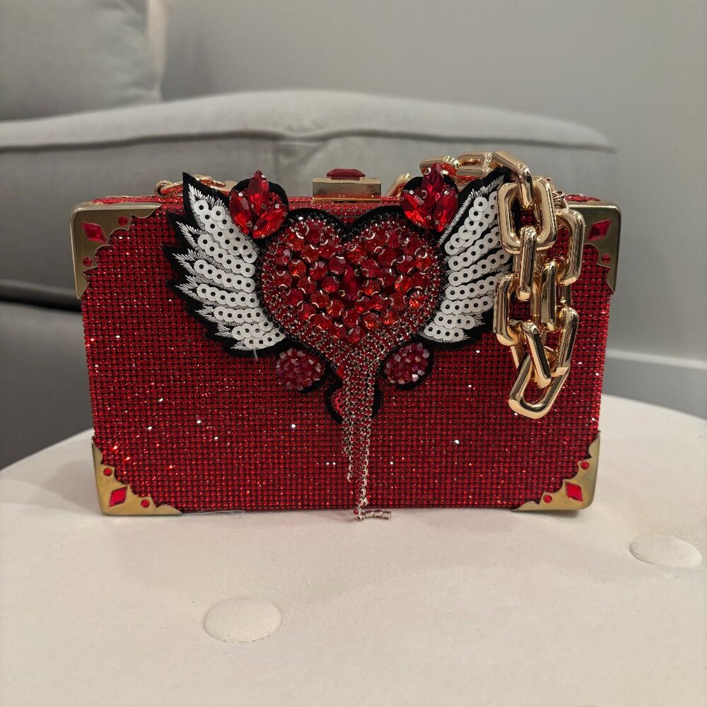 Red Rhinestone Nikie Lassiter Heart Purse